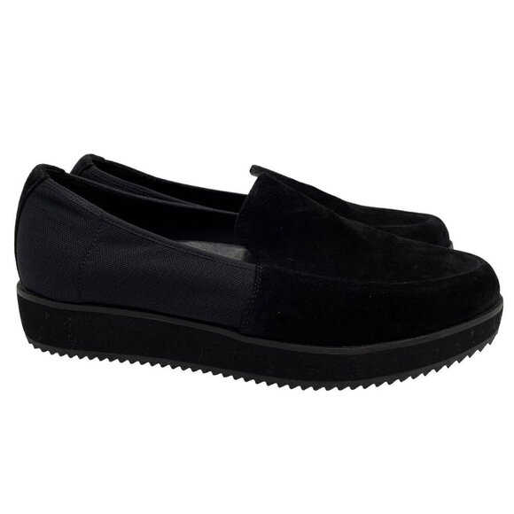 Eileen Fisher Dell Platform Loafer Black Suede Stretch Slip-On Women Sz 8.5 - Picture 5 of 11